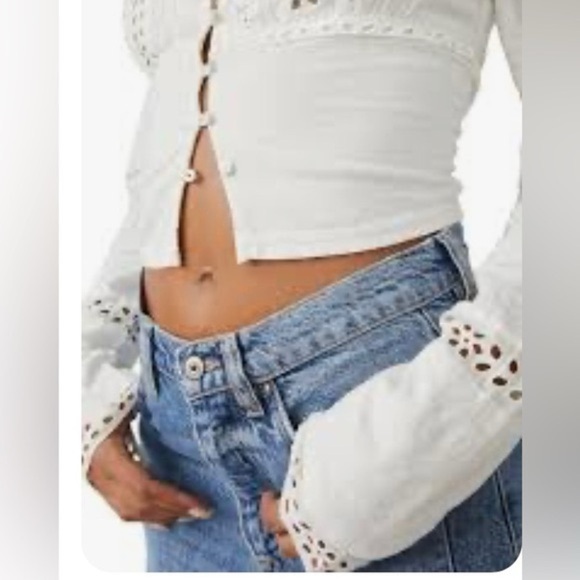 Free People Joi Eyelet crop top Blouse - Picture 4 of 14